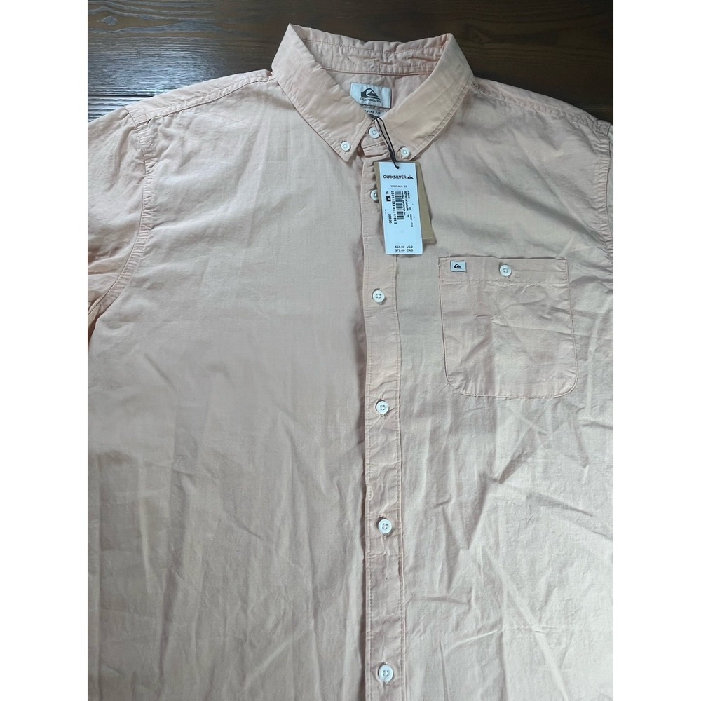 NEW Quicksilver Winfall Copper Tan Short Sleeve Button Down Size XL NWT